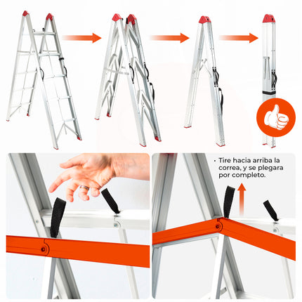 Escalera Aluminio plegable Ultra Compacta 3 escalones