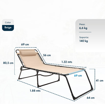 Set de 2 Reposeras Catre Grande Plegable Gravedad Cero
