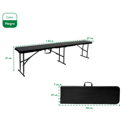 Mesa Picnic Plegable 180 + 2 Bancos + 2 Sillas Paris