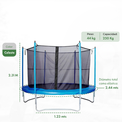 Cama Elastica de 2.40 Mts con Proteccion