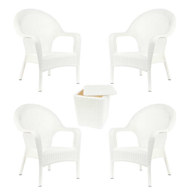 Set 4 Sillones Qatar Rattan + Mesa Capri