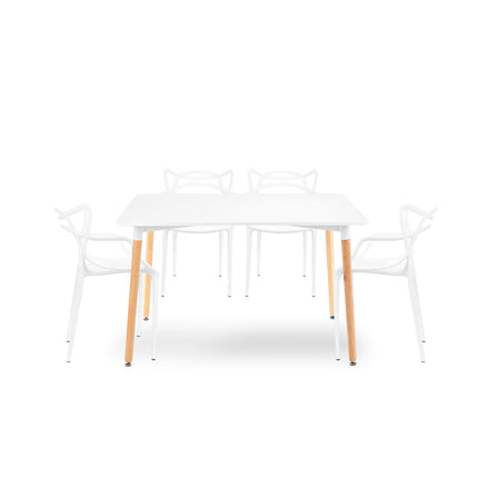 Mesa Rectangular Eames 120x80 + 4 Sillas Allegra
