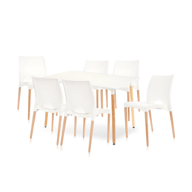 Mesa Rectangular Eames 120x80 + 6 Sillas Cannes