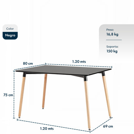 Mesa Rectangular Eames 120x80 + 4 Sillas Windsor