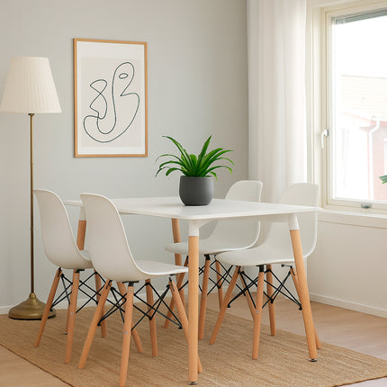 Mesa Rectangular Eames 120x80 + 4 Sillas Eames