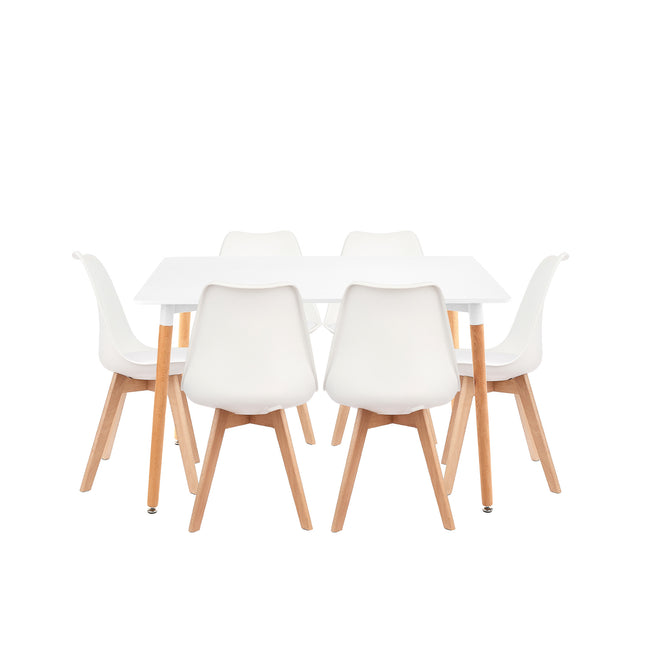Mesa Rectangular Eames 120x80 + 6 Sillas Tulip