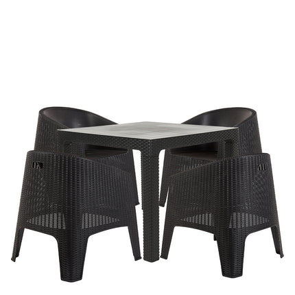 Mesa Monaco Rattan 90x90 + 4 Sillones Ibiza