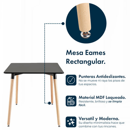 Mesa Rectangular Eames 120x80 + 4 Sillas Windsor